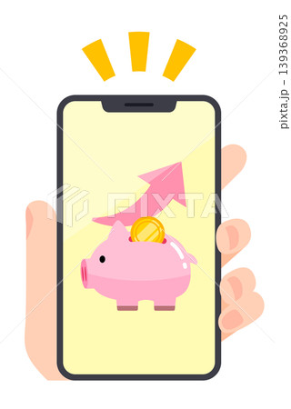 豚の貯金箱が表示されているスマホ画面 豚の貯金箱が表示されているスマホ画面 139368925