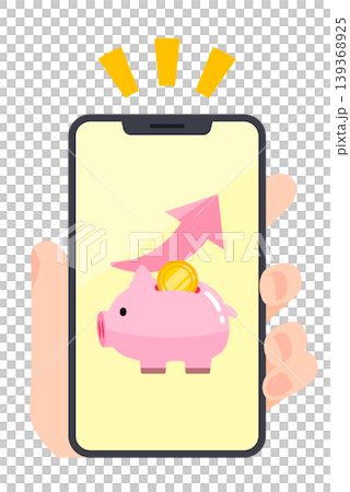 豚の貯金箱が表示されているスマホ画面 豚の貯金箱が表示されているスマホ画面 139368925