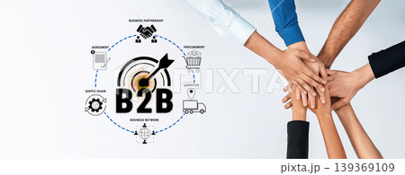 Collaborative Business Concept for B2B Strategies with Diverse Hands and Target Symbol Representing Partnership and Networking Quark Collaborative Business Concept for B2B Strategies with Diverse Hands and Target Symbol Representing Partnership and Networking Quark 139369109
