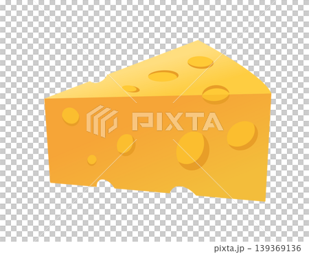 Bright yellow wedge of Swiss cheese icon with distinctive holes Bright yellow wedge of Swiss cheese icon with distinctive holes 139369136