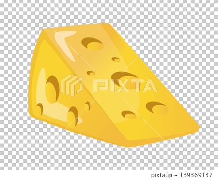 Gradieng yellow wedge of Swiss cheese icon with distinctive holes Gradieng yellow wedge of Swiss cheese icon with distinctive holes 139369137