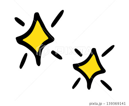 Two bright yellow drawn starbursts with black outlines Two bright yellow drawn starbursts with black outlines 139369141