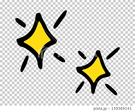 Two bright yellow drawn starbursts with black outlines Two bright yellow drawn starbursts with black outlines 139369141