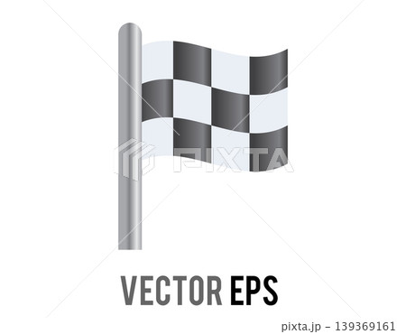 Checkered flag icon waving on a pole, symbolizing victory and the end of a race Checkered flag icon waving on a pole, symbolizing victory and the end of a race 139369161