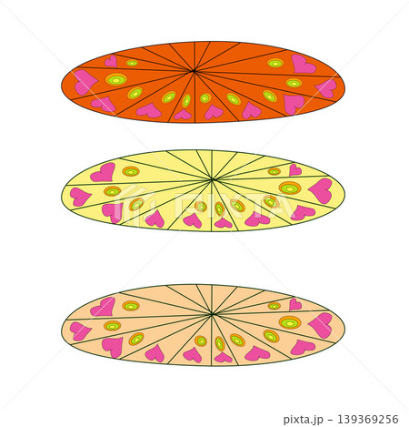 Set of color plates with white polka dot pattern isolated on white background 139369256