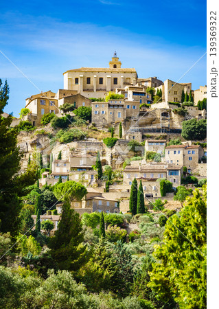 Hilltop village Gordes in the Vaucluse department in the Provence-Alpes-Cote d'Azur in France 139369322