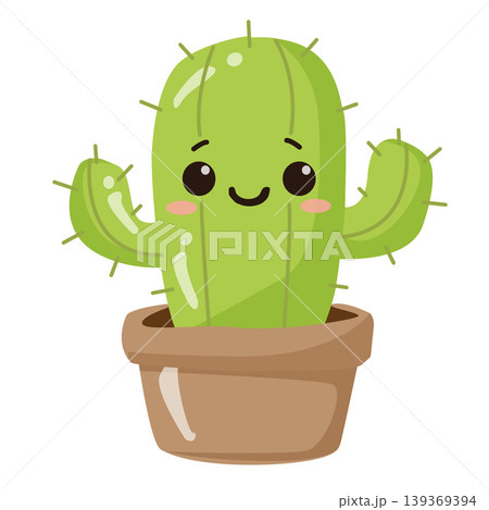 green cactus cartoon flat style green cactus cartoon flat style 139369394