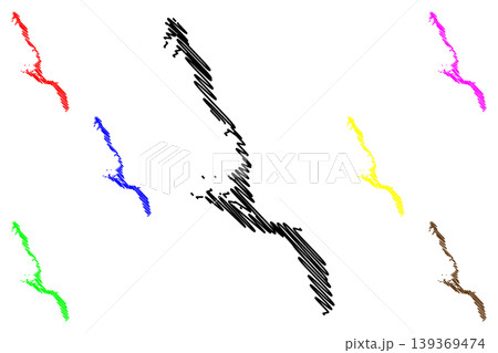 Long island (Commonwealth of The Bahamas, Cenrtal America, Caribbean islands) map vector illustration, scribble sketch Long map 139369474