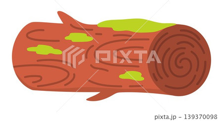 Vector log of wood icon. Woodland, forest or garden tree plank covered with green moss clipart. Nature timber object illustration isolated on white background Vector log of wood icon. Woodland, forest or garden tree plank covered with green moss clipart. Nature timber object illustration isolated on white background 139370098