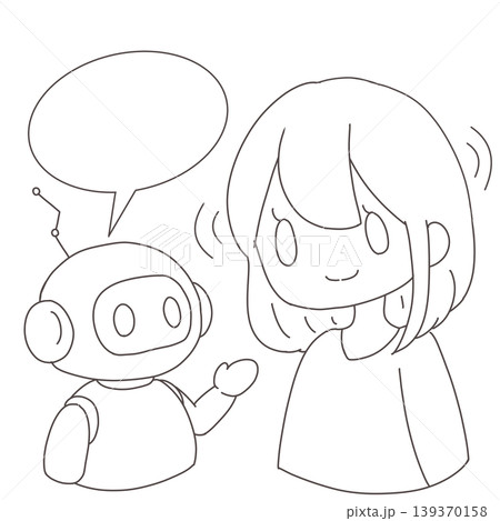 AIロボットと人の会話・コミュニケーションイラスト 139370158