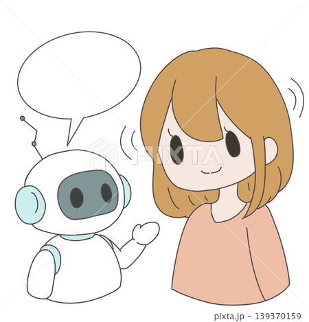 AIロボットと人の会話・コミュニケーションイラスト 139370159