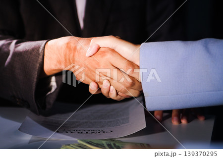 Consultation and conference of professional businesswoman and Male lawyers working and discussion having at law firm in office. Concepts of law, Judge gavel with scales of justice 139370295