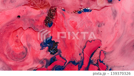 Blend paint. Glitter texture. Defocused pink purple blue colorful sequins splash liquid spreading on abstract acrylic art background. Blend paint. Glitter texture. Defocused pink purple blue colorful sequins splash liquid spreading on abstract acrylic art background. 139370326