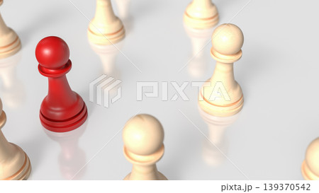 Red Chess Pawn Leadership Strategy 3d render. 139370542