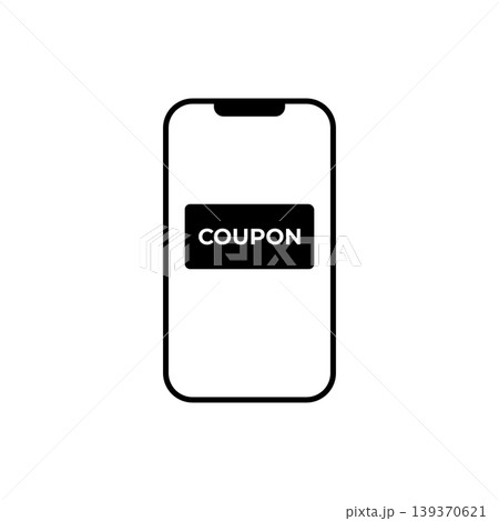 スマホ クーポン アプリ画面 モノクロ シンプルイラスト スマホ クーポン アプリ画面 モノクロ シンプルイラスト 139370621