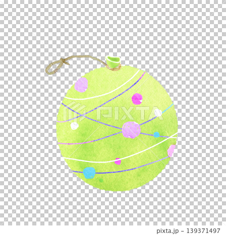 手書き水彩のカラフルなヨーヨー　レモン 139371497