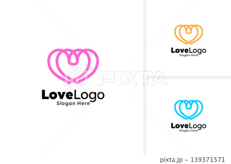 Monogram love logo with line art style elegance concept design template 139371571