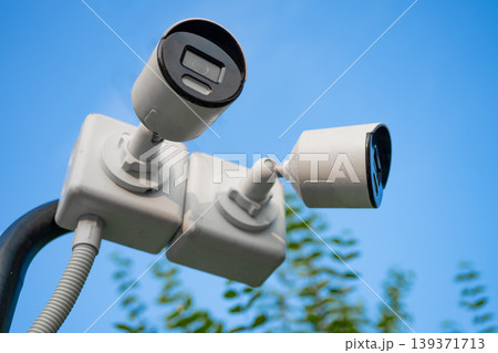 CCTV Closed circuit camera, security system at house. 139371713