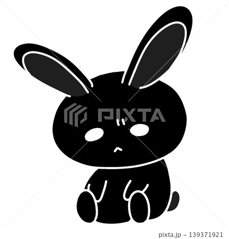 不機嫌な黒うさぎのイラスト(黒背景 / ダーク / ゆるキャラ) 不機嫌な黒うさぎのイラスト(黒背景 / ダーク / ゆるキャラ) 139371921