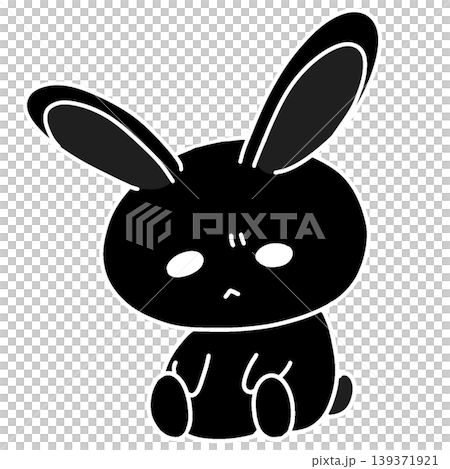 An illustration of a grumpy black rabbit (black background / dark / cute character) An illustration of a grumpy black rabbit (black background / dark / cute character) 139371921