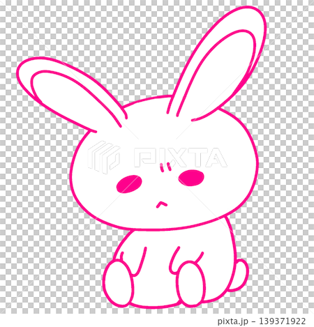 An illustration of a rabbit with a furrowed brow (pink outline / girly / cute and relaxed style) An illustration of a rabbit with a furrowed brow (pink outline / girly / cute and relaxed style) 139371922