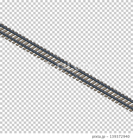 An isometric projection illustration of a railway line. It's a three-dimensional object with outlines. An isometric projection illustration of a railway line. It's a three-dimensional object with outlines. 139372940