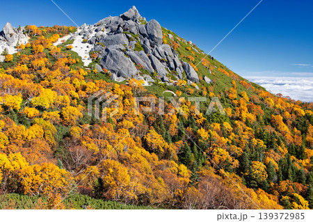 南アルプス・砂払岳から見る紅葉の鳳凰三山・薬師岳 南アルプス・砂払岳から見る紅葉の鳳凰三山・薬師岳 139372985