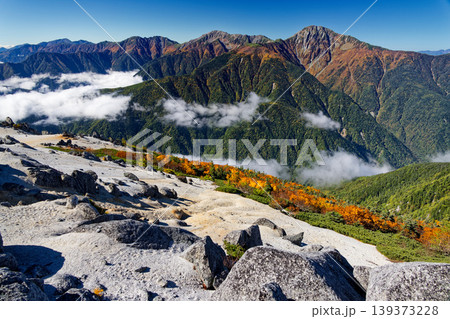 南アルプス・鳳凰三山・薬師岳から見る白峰三山 139373228