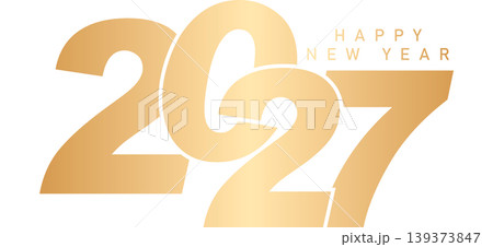 Happy New Year 2027 Golden text with stars and firework design 139373847