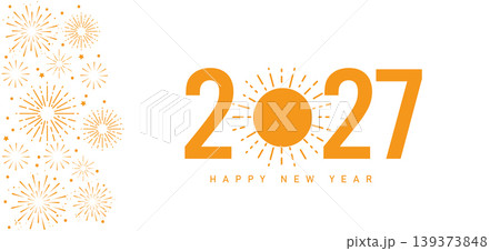 Happy New Year 2027 Golden text with stars and firework design Happy New Year 2027 Golden text with stars and firework design 139373848