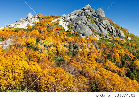 南アルプス・砂払岳から見る紅葉の鳳凰三山・薬師岳 南アルプス・砂払岳から見る紅葉の鳳凰三山・薬師岳 139374303