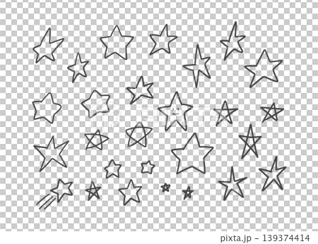 シンプルでかわいい手書きの星のイラストセット シンプルでかわいい手書きの星のイラストセット 139374414