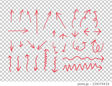 シンプルな手書きの矢印のイラストセット 139374419