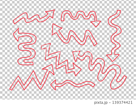 シンプルな手書きの矢印のイラストセット 139374421