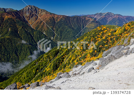 南アルプス・鳳凰三山・観音岳稜線から見る北岳と仙丈ヶ岳 139374728