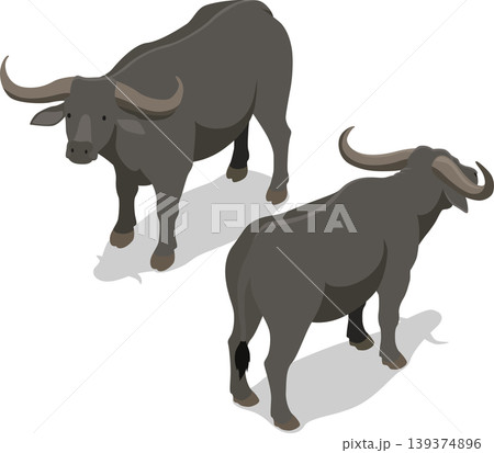 Isometric livestock buffalo stock illustration Isometric livestock buffalo stock illustration 139374896