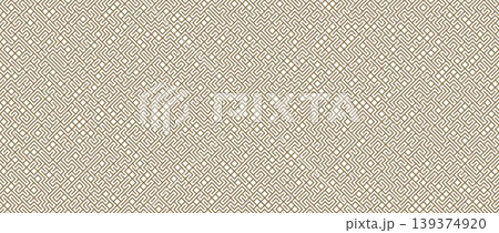 Beige geometric seamless pattern. Abstract linear repeated maze background. Line labyrinth grid texture wallpaper for graphic print, design template. Vector repeating retro line element all over bg 139374920