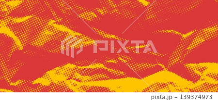Orange red halftone crumpled paper background. Dotted creased paper page wallpaper. Rough comic wrinkle texture. Colored cartoon pop art crumpled surface overlay. Vector aged grunge damaged page sheet Orange red halftone crumpled paper background. Dotted creased paper page wallpaper. Rough comic wrinkle texture. Colored cartoon pop art crumpled surface overlay. Vector aged grunge damaged page sheet 139374973