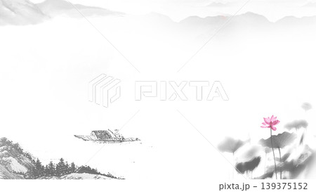 New Chinese and Japanese style landscape architecture illustration with traditional aesthetic art imagery New Chinese and Japanese style landscape architecture illustration with traditional aesthetic art imagery 139375152