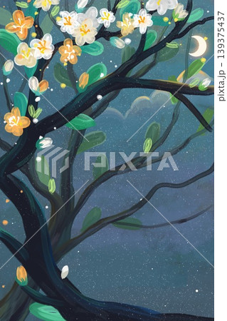 Dreamy botanical flower oil painting illustration Dreamy botanical flower oil painting illustration 139375437