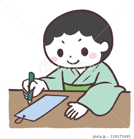 短冊を描く男の子のイラスト 短冊を描く男の子のイラスト 139375495