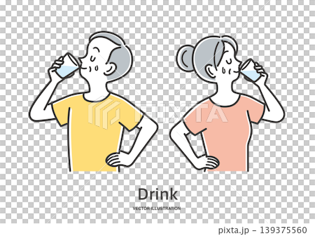Elderly men and women rehydrating 139375560