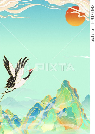 Chinese trendy style Oriental aesthetic illustration 139375648