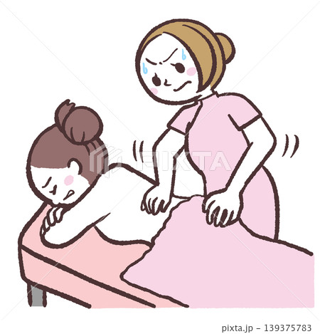 下手なエステを受ける女性のイラスト 下手なエステを受ける女性のイラスト 139375783