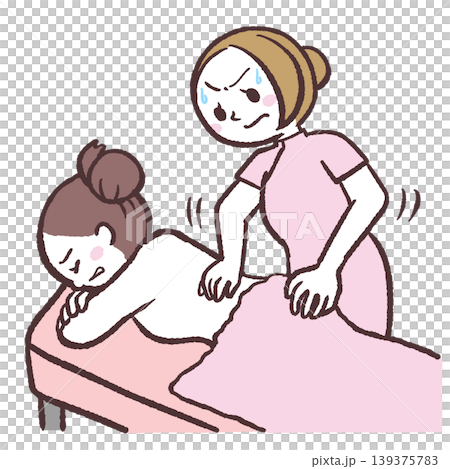 下手なエステを受ける女性のイラスト 下手なエステを受ける女性のイラスト 139375783