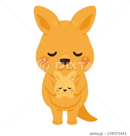 お辞儀する親子カンガルーキャラクターイラスト お辞儀する親子カンガルーキャラクターイラスト 139375841