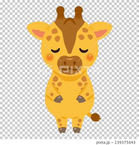お辞儀するキリンキャラクターイラスト お辞儀するキリンキャラクターイラスト 139375843