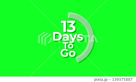 A digital countdown timer icon featuring the text 13 days to go with a decorative circular progress indicator for promoting sales, event launches, and important deadlines for your business marketing. A digital countdown timer icon featuring the text 13 days to go with a decorative circular progress indicator for promoting sales, event launches, and important deadlines for your business marketing. 139375887