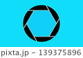 Black camera shutter aperture icon isolated on a bright blue background representing photography and focus for creative design projects Black camera shutter aperture icon isolated on a bright blue background representing photography and focus for creative design projects 139375896