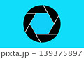 Black camera shutter aperture icon isolated on a bright cyan background representing photography and lens focus technology Black camera shutter aperture icon isolated on a bright cyan background representing photography and lens focus technology 139375897